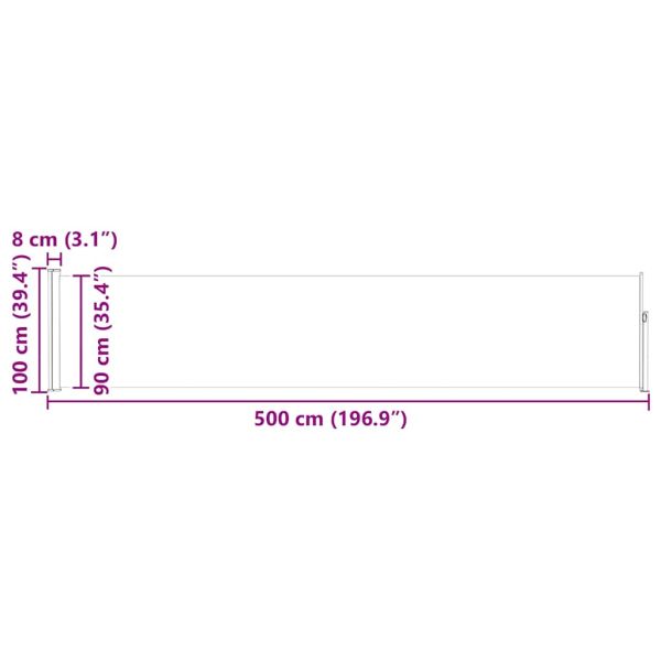 Прибираща се странична тента, 100x500 см, кафява