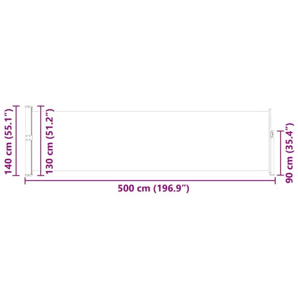 Прибираща се странична тента, 140x500 см, синя