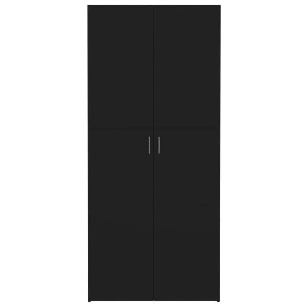 Шкаф за обувки, черен, 80x35,5x180 см, инженерно дърво