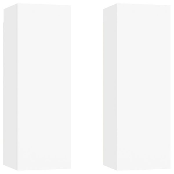 ТВ шкафове, 2 бр, бели, 30,5x30x90 см, инженерно дърво