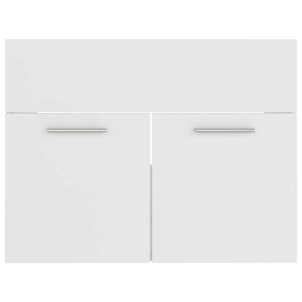 Комплект мебели за баня, бял, инженерно дърво