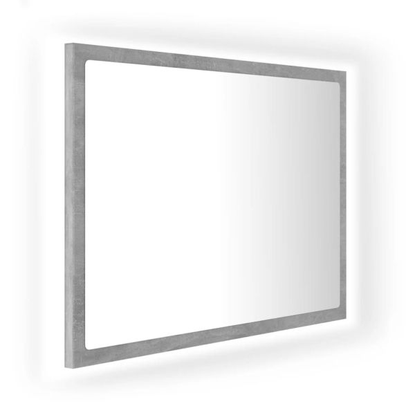 LED огледало за баня, бетонно сиво, 60x8,5x37 см, акрил