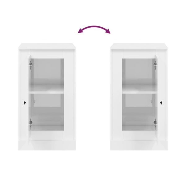 Сайдборд, 2 бр, бял гланц, 37,5x35,5x67,5 см, инженерно дърво