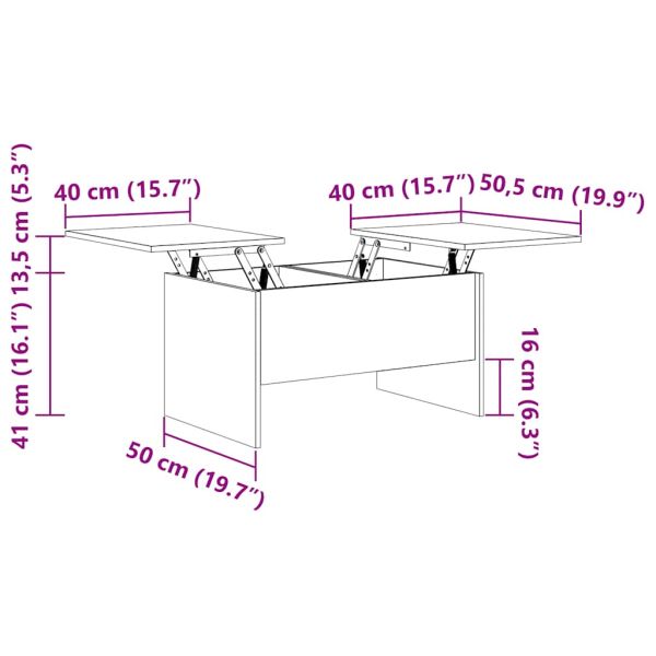 Кафе маса, сив сонома, 80x50x42,5 см, инженерно дърво