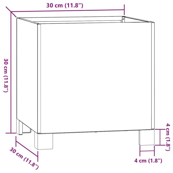 Кашпа с крака, ръждиво, 30x30x30 см, кортенова стомана