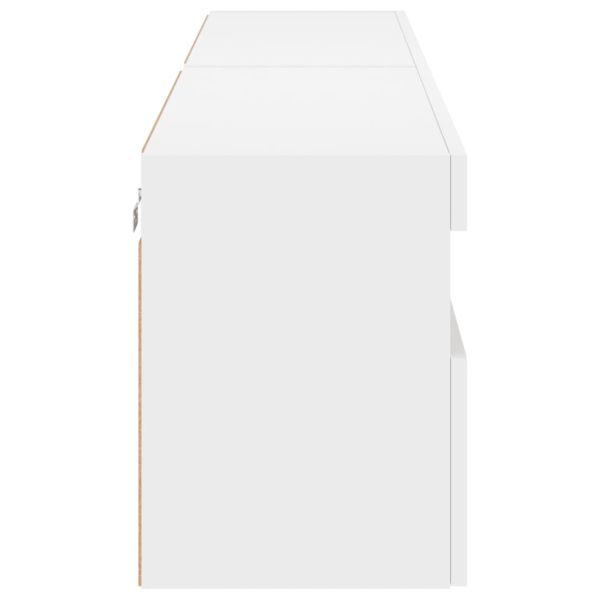 Стенни ТВ шкафове с LED осветление, 2 бр, бели, 80x30x40 см