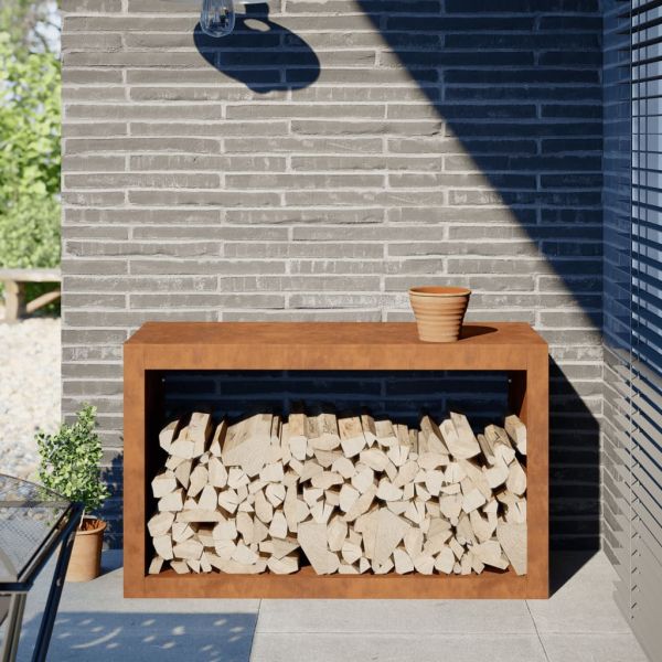 Стойка за дърва за огрев 100x40x60 cm Патинираща стомана