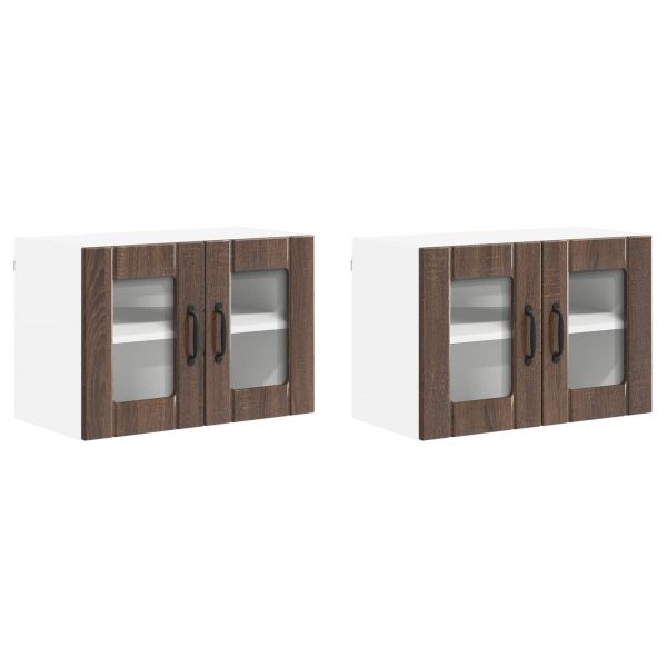 Кухненски стени шкафове с врата 2 pcs Кафяв дъб 60 x 31 x 40 см