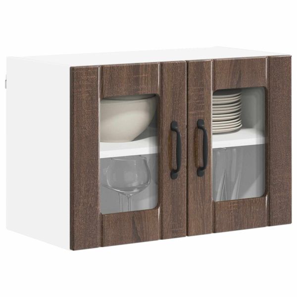Кухненски стени шкафове с врата 2 pcs Кафяв дъб 60 x 31 x 40 см
