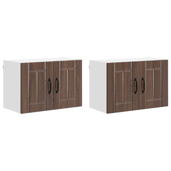 Кухненски стени шкафове с врата 2 pcs Кафяв дъб 60 x 31 x 40 см
