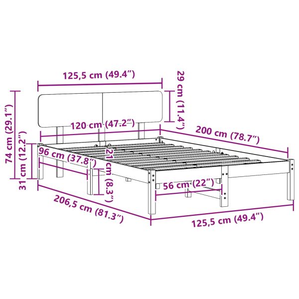 Рамка за легло с таблото Кафяво с восъчно покритие 120 x 200 cm