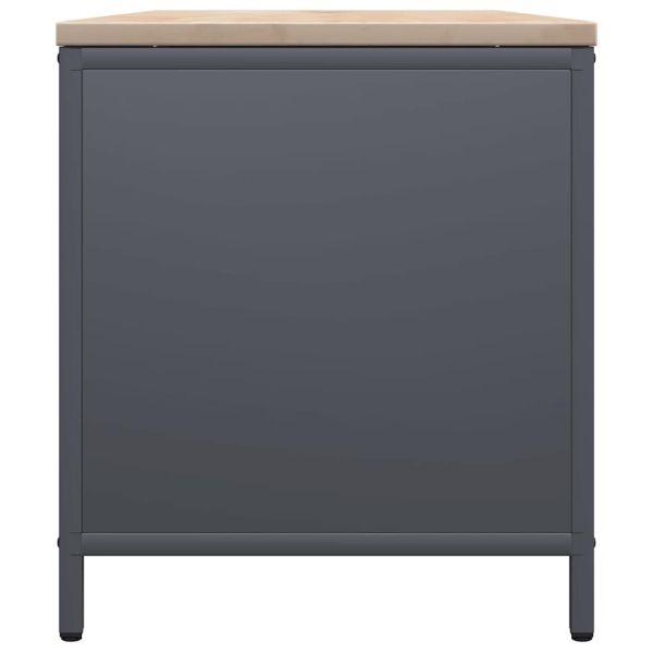 Стойка за дърва за огрев с дървен плот Антрацит 100,5x35,5x40см