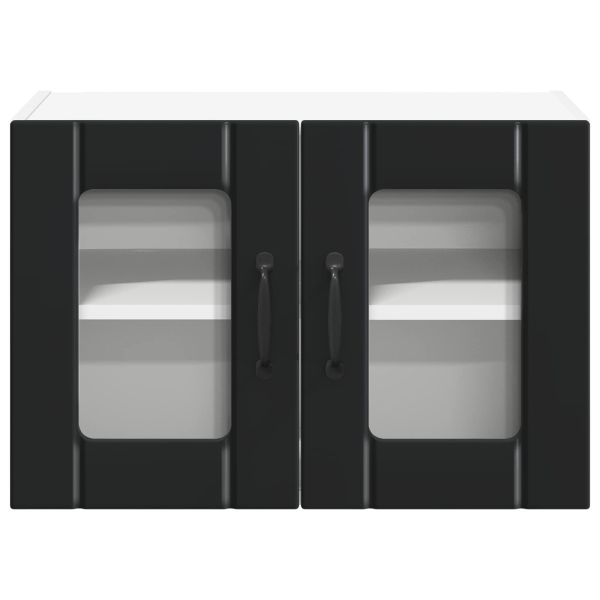 Кухненски шкаф 2 pcs Черно 60 x 31 x 40 см Инженерно дърво