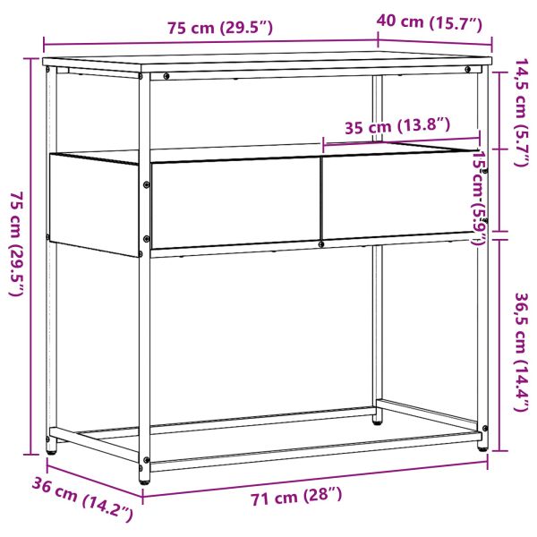 Конзолна маса Старо дърво 75 x 40 x 75 cm Инженерно дърво