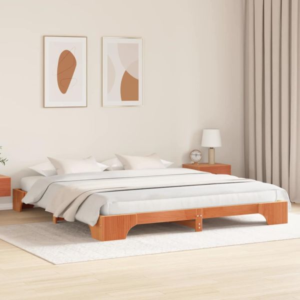 Рамка за легло Кафяво с восъчно покритие 200 x 200 cm