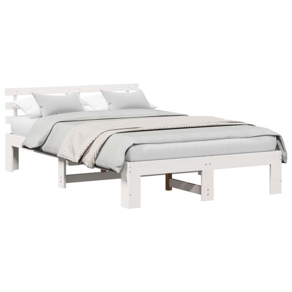 Рамка за легло с таблото Бяло 120 x 200 cm Солидно борово дърво