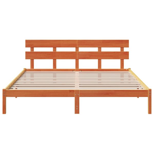 Рамка за легло Кафяво 200 x 200 cm Масивна борова дървесина