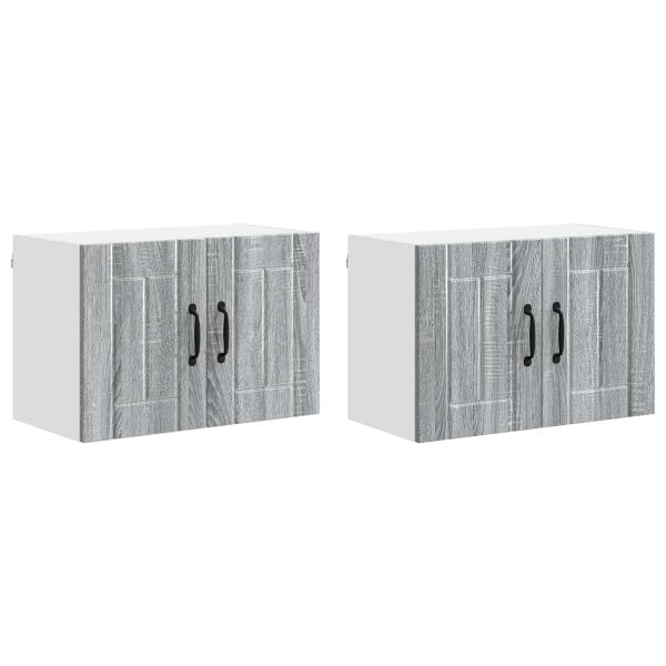 Кухненски стени шкафове 2 pcs Сив Сонома 60 x 31 x 40 см
