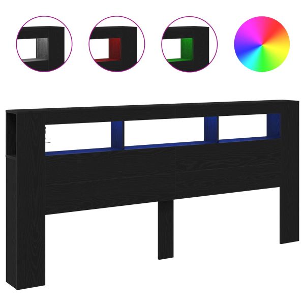 LED глава Черния дъб 220 x 18,5 x 103,5 см Инженерно дърво