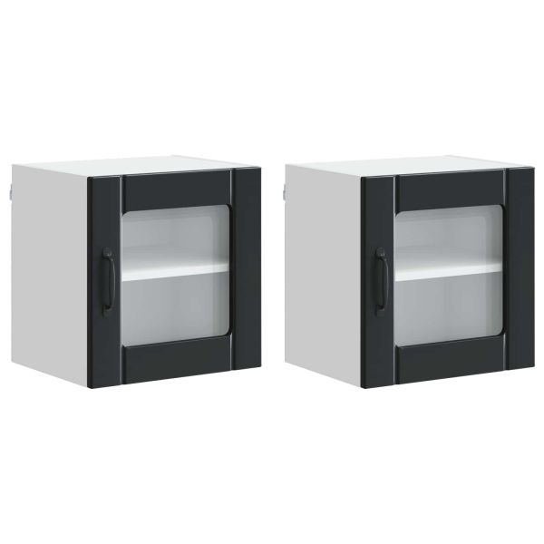 Кухненски шкаф 2 pcs Черно 40 x 31 x 40 см Инженерно дърво