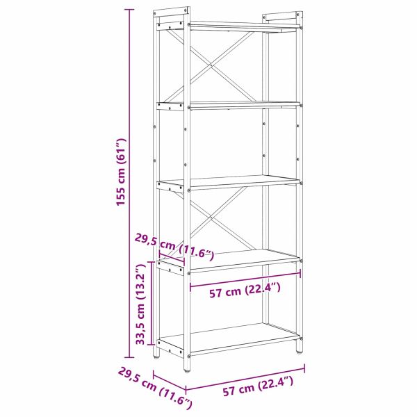 Рафт за книги Сонома дъб 60 x 30 x 155 см Инженерно дърво