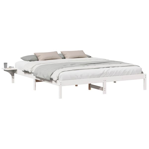 Рамка за легло Бяло 200 x 200 cm Солидно борово дърво