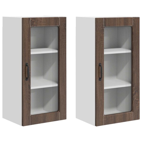 Кухненски шкаф 2 pcs Кафяв дъб 40 x 31 x 80 см Инженерно дърво