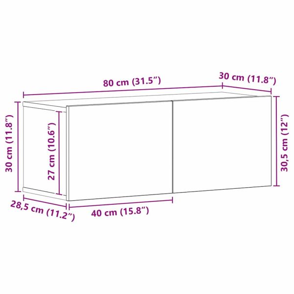 Телевизионни шкафове Черен дъб 80 x 30 x 30 см Инженерно дърво