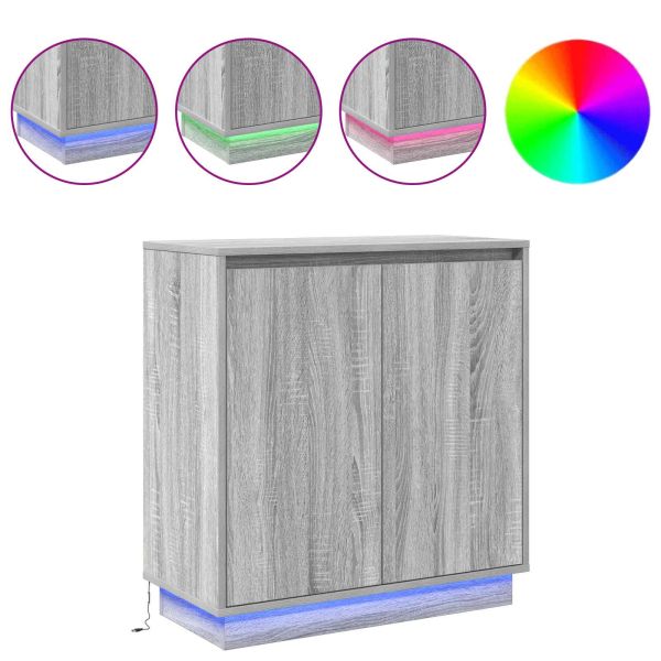 LED конзолна маса Сив Сонома 71 x 34,5 x 75 см Инженерно дърво