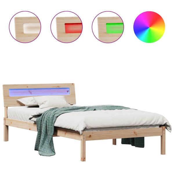 Рамка за легло Кафяво 75 x 190 cm Солидно борово дърво