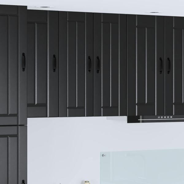 Кухненски шкаф 2 pcs Черно 30 x 31 x 80 см Инженерно дърво