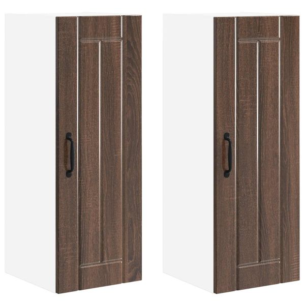 Кухненски шкаф 2 pcs Кафяв дъб 30 x 31 x 80 см Инженерно дърво