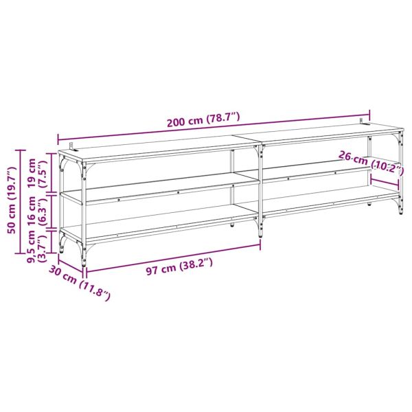 ТВ шкаф Дъб 200 x 30 x 50 cm Инженерна дървесина и желязо