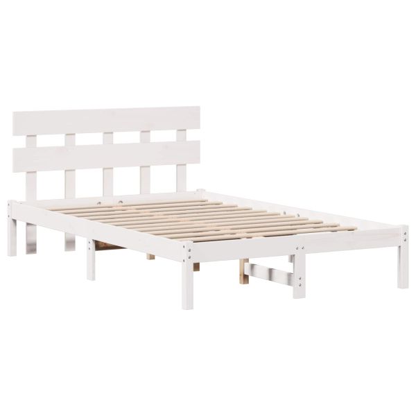 Рамка за легло Бяло 120 x 200 cm Масивна борова дървесина