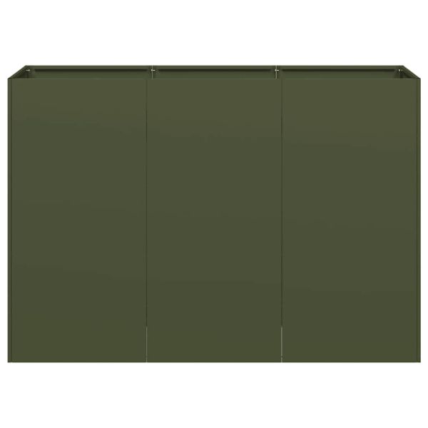 Кашпа, маслиненозелена, 120x40x80 см, студеновалцувана стомана