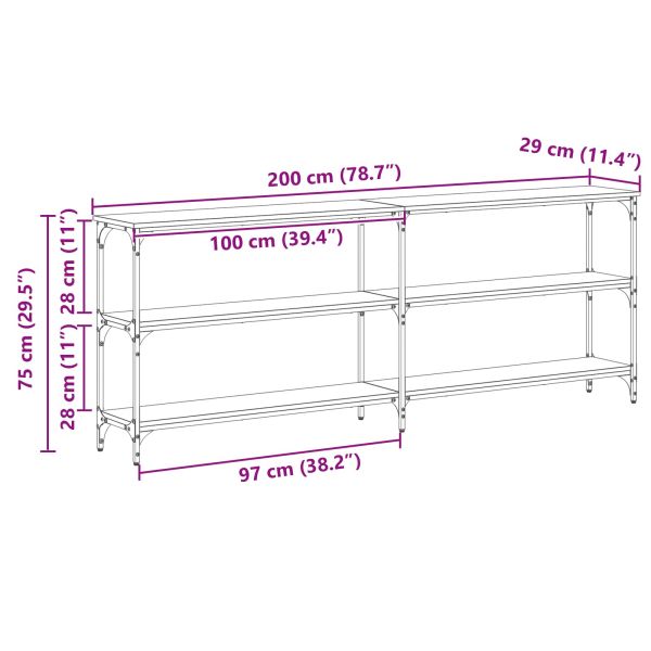 Конзолна маса дъб артизан 200 x 29 x 75 cm
