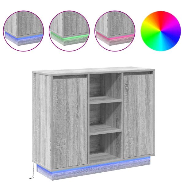 LED конзолна маса Сив Сонома 90 х 32 х 75 см Инженерно дърво