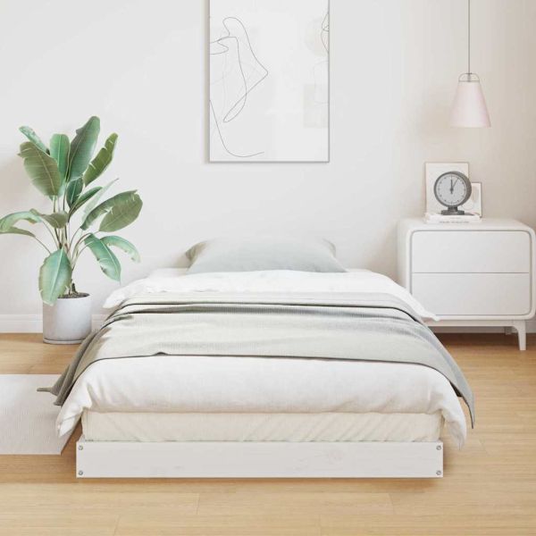 Леглово дъно Бяло 213.5 x 104 x 9 см Солидно борово дърво