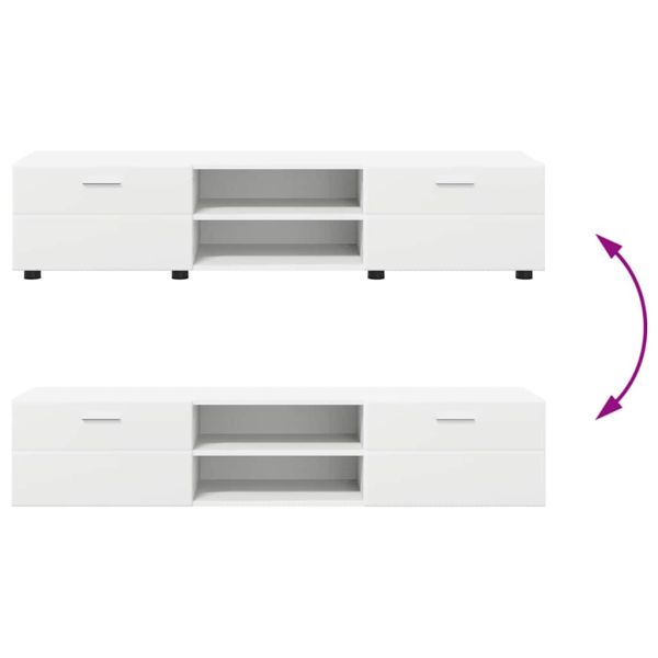 Комплект ТВ шкаф с чекмедже с рафт с врата Бяло Инженерно дърво