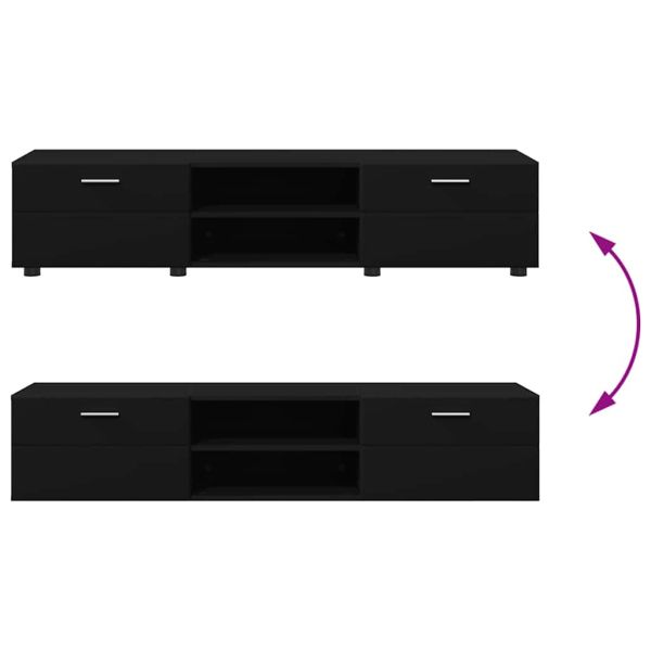 Комплект ТВ шкаф с чекмедже с рафт Черно Инженерно дърво