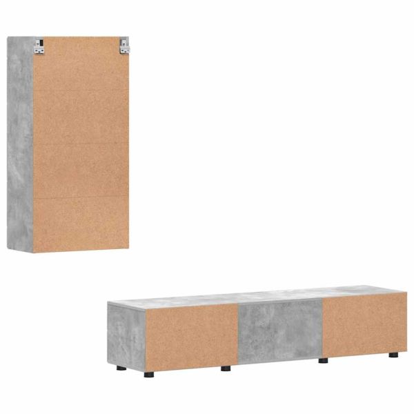 Комплект ТВ шкаф с чекмедже Циментено сиво Инженерно дърво