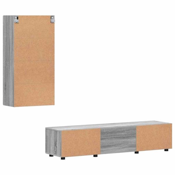 Комплект ТВ шкаф с чекмедже с рафт Сив Сонома Инженерно дърво