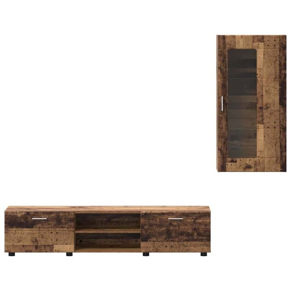 Комплект ТВ шкаф с чекмедже с рафт Старо дърво Инженерно дърво