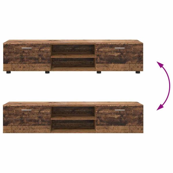 Комплект ТВ шкаф с чекмедже с рафт Старо дърво Инженерно дърво