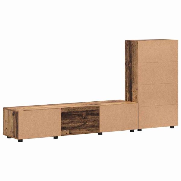 Комплект ТВ шкаф с чекмедже с рафт Старо дърво Инженерно дърво