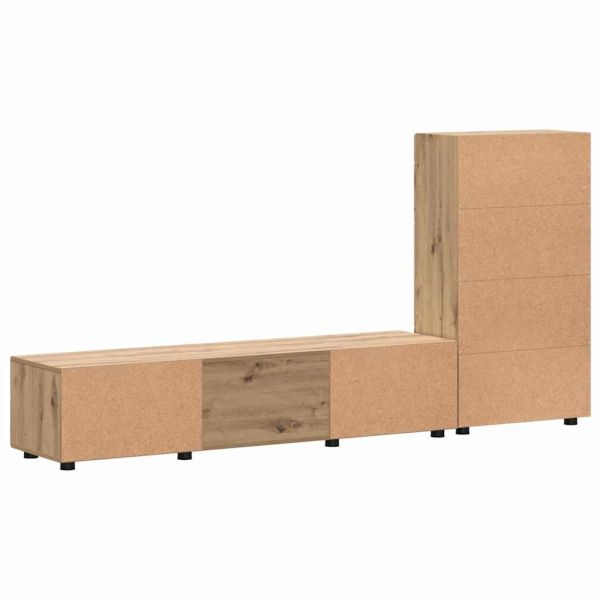 Комплект ТВ шкаф с чекмедже с рафт с врата Дъб Инженерно дърво
