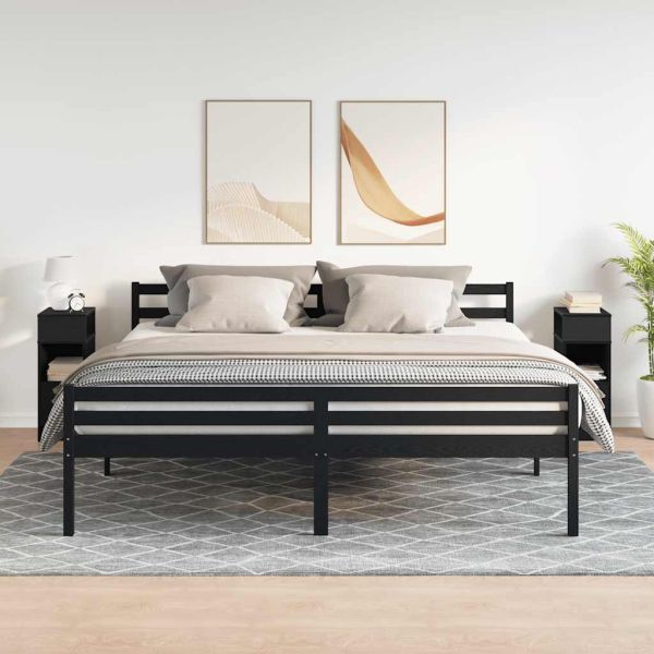 Нощни шкафчета, 2 бр, с чекмедже, черно, 25x31x66 см