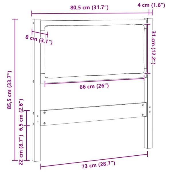 Облегалка за глава Друг Кафяво 75 cm Борово дърво масив