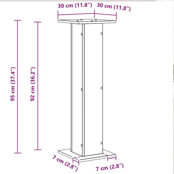 Стойки за високоговорители 2 pcs Черния дъб 30 x 30 x 95 cm