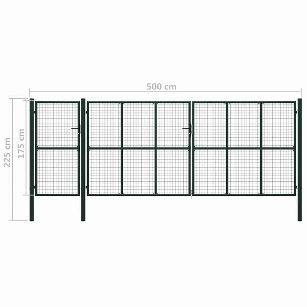 Врата за ограда с заключване Зелен 175 cm Стомана